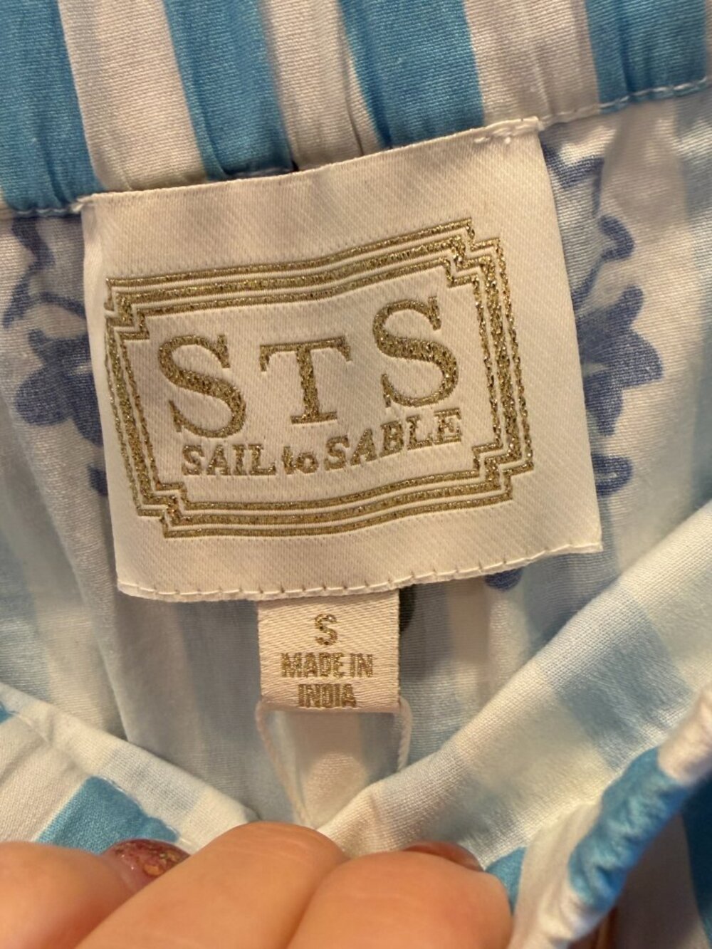 NWT Sail to Sable Hydrangea w/ Stripe Stretch Waist Poplin Skirt Sz S - Picture 4 of 6